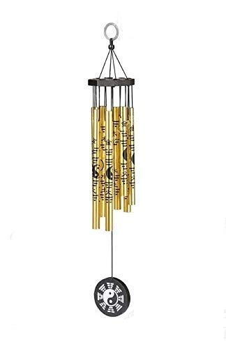 Ripe India Feng Shui Yin Yang Vastu Five Pipe Wind Chime for Balcony Window and Yin Yang Wind Chime Positive Energy 5 Pipe Gold Color 45 cm - Image 1