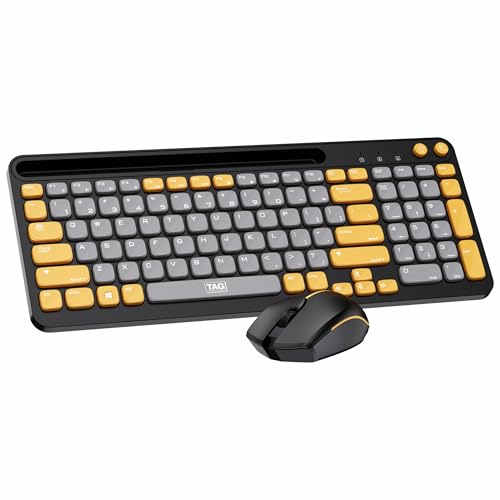 TAG KBWM 1100 Wireless 2.4GHz+Bluetooth Keyboard & Mouse Combo Kit with Tablet/Phone Holder, 98% Compact Layout, 10m Range, 1200DPI Mouse, for PC/Mobile/Tablet, Supports Windows/Mac/Linux/Android/iOS - Image 1