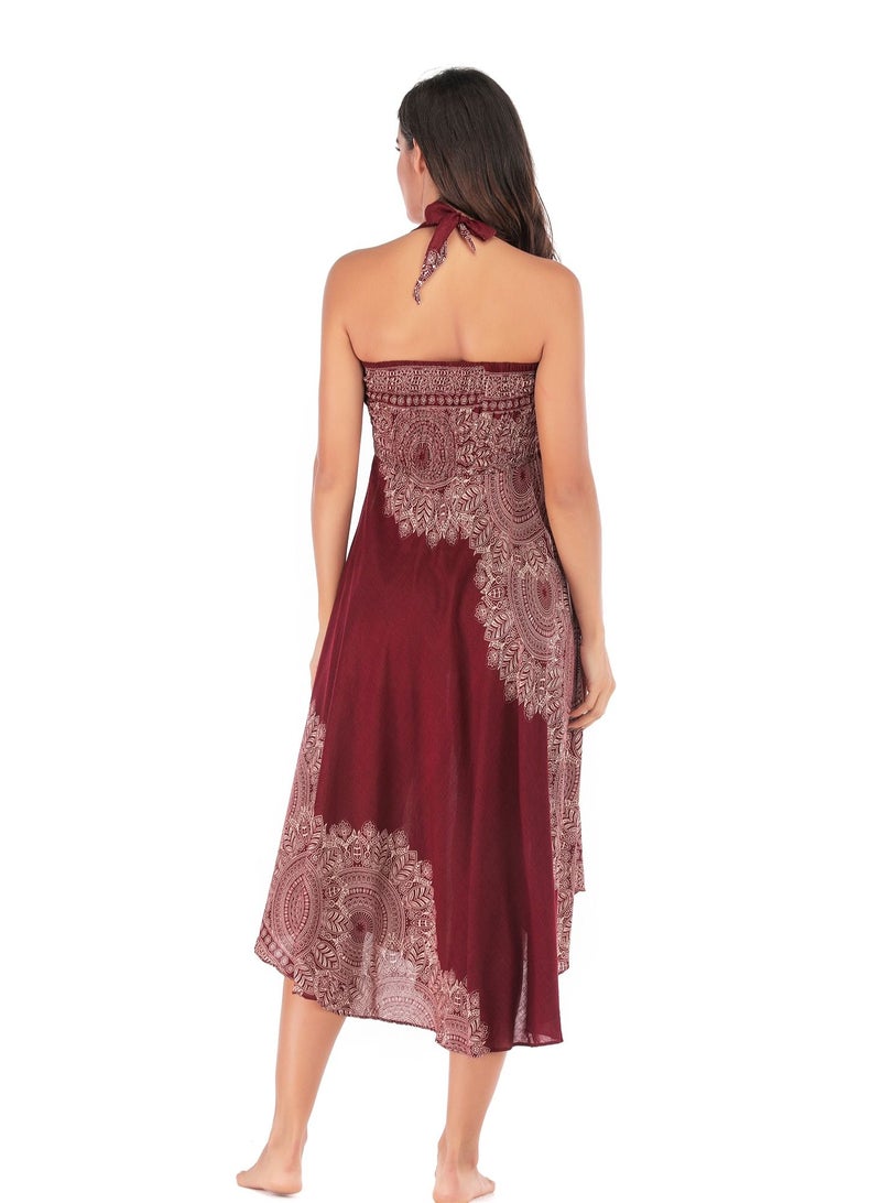 Loquat Casual Dress Half Skirt Beach Vacation Skirt Two Dresses Full Skirt Red  - Image 2