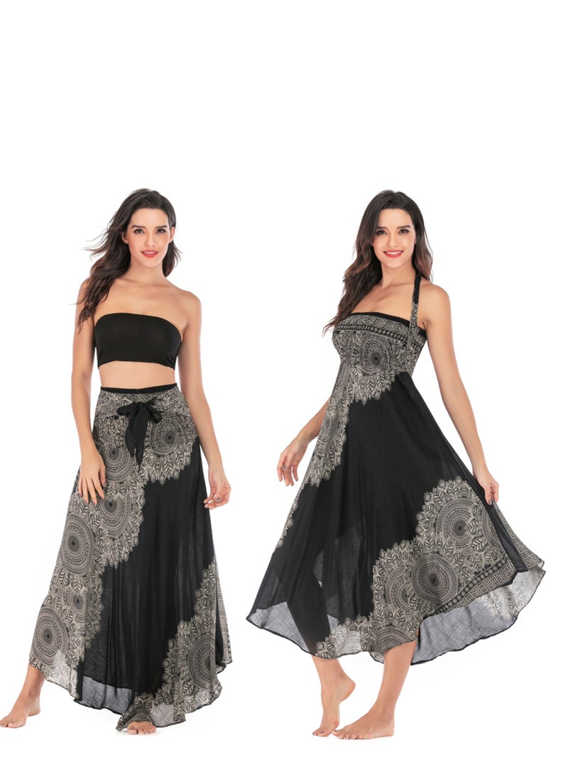 Loquat Casual Dress Half Skirt Beach Vacation Skirt Two Dresses Full Skirt Red  - Image 3