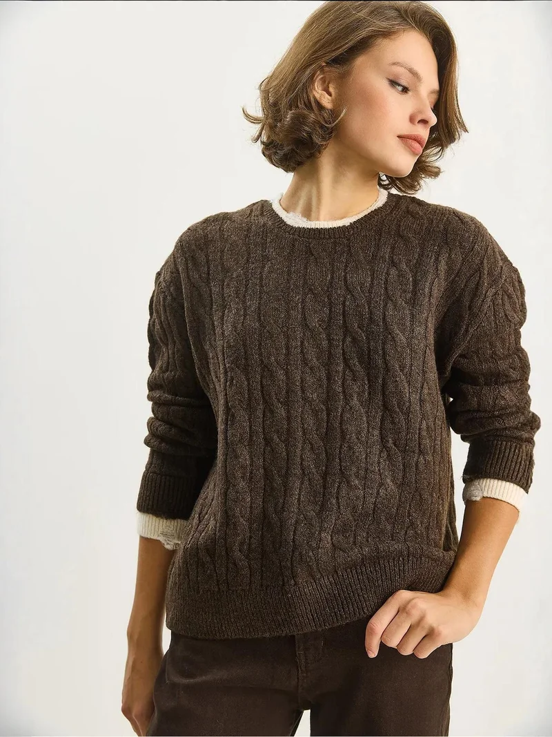 Bianco Lucci LUCCI Hair Braid Patterned Sweater