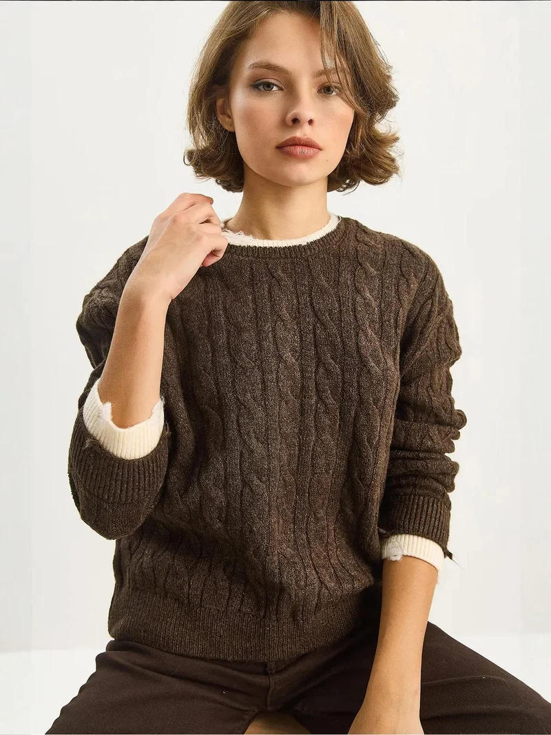 Bianco Lucci LUCCI Hair Braid Patterned Sweater