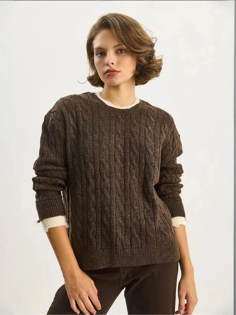 Bianco Lucci LUCCI Hair Braid Patterned Sweater