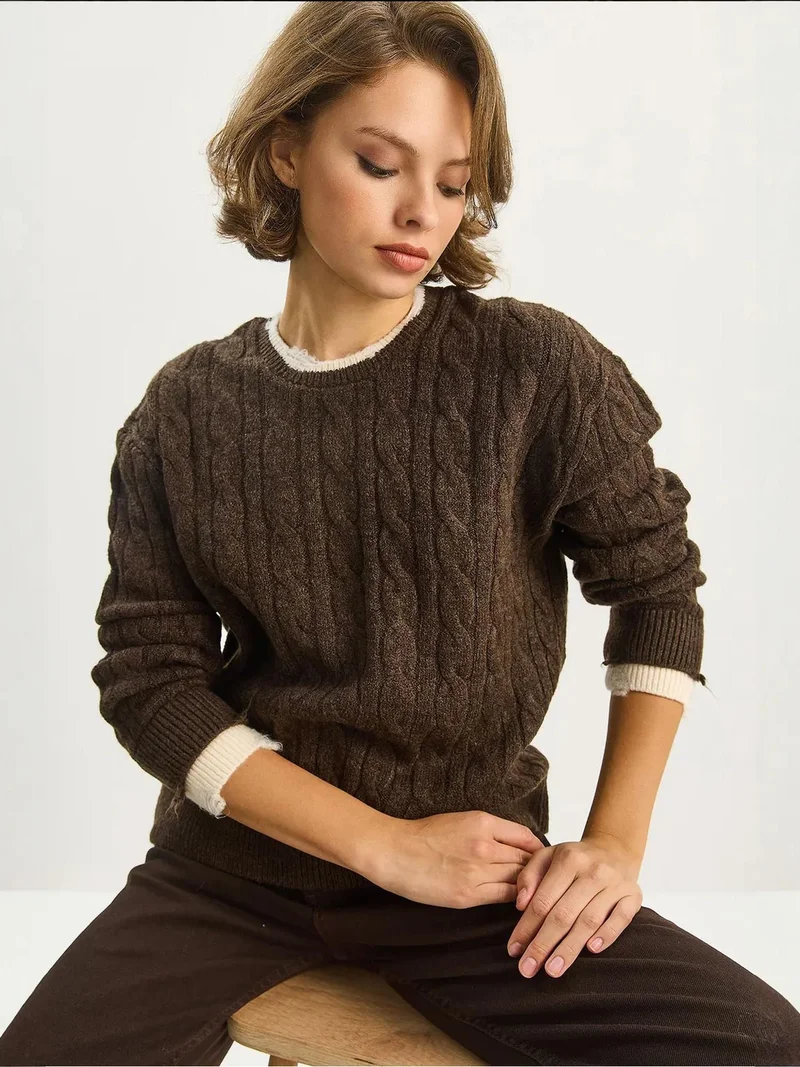 Bianco Lucci LUCCI Hair Braid Patterned Sweater