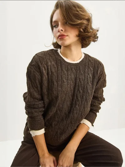 Bianco Lucci LUCCI Hair Braid Patterned Sweater
