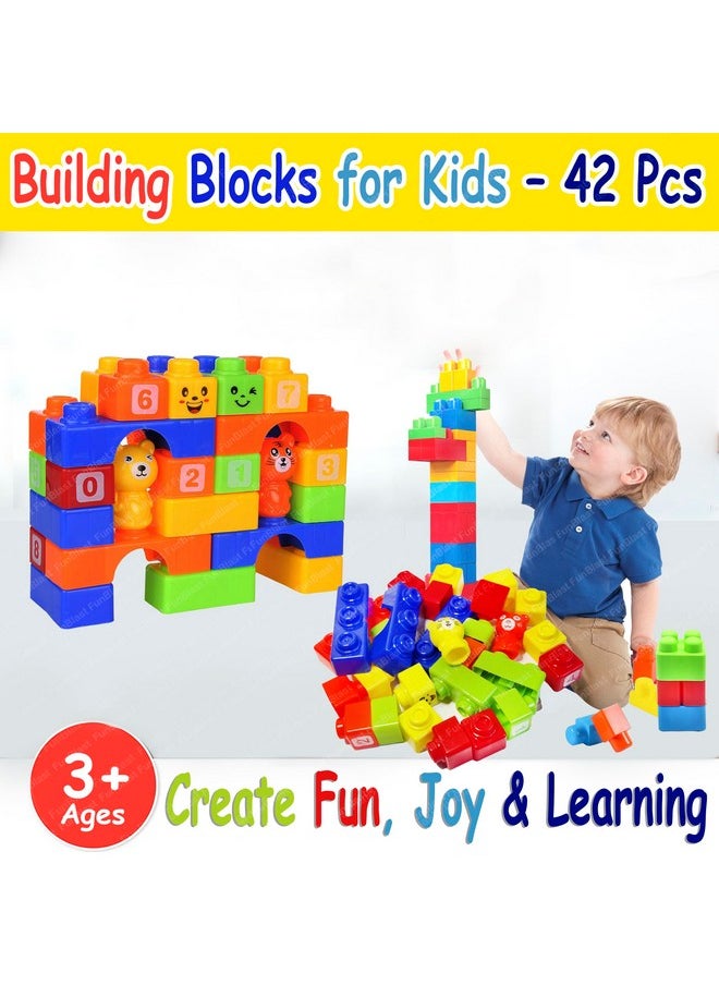 FunBlast FunBlast Building Blocks for Kids - 42 Pcs DIY Plastic Building Blocks for Kids Puzzle Games for Kids, Toys for Children Educational & Learning Toy for 3+ Years Kids, Girls & Boys (Multicolor)  - Image 2