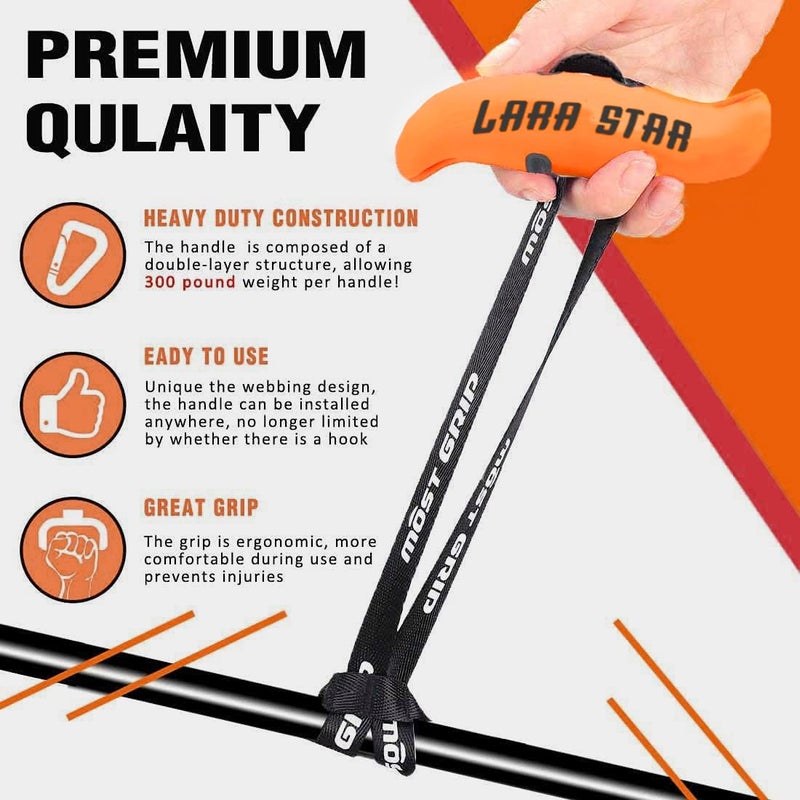 Lara Star Pull Up Handles Grips Fitness Strap Heavy Duty Cable Machine Handles Training Grip Strength Sling Trainer for Home Gym Pull-up Bars Barbells and Pulling Machines - Image 2