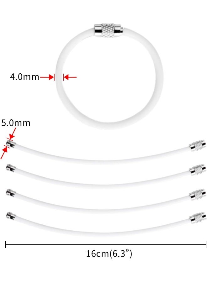 Silipac Stainless Steel Wire Keychain Cable, Twist-Lock 6.3" (16 cm) 2mm â€“ Car Keyring, Luggage Tag, Carabiner â€“ 4 Pack - Image 2
