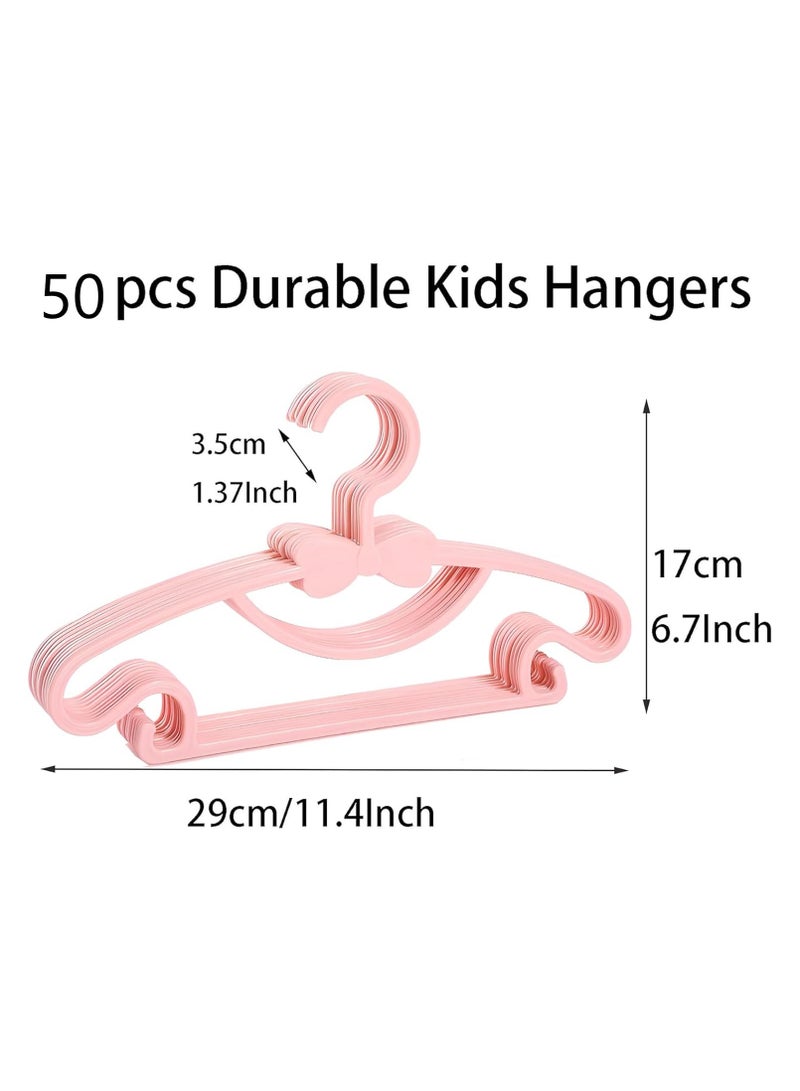 RATSAW Baby Clothes Hangers 50 Pack Kids Hangers, Baby Toddler Kids Hangers With Hook No Trace Cute Bow Clothes Hanger for Children Clothes Sturdy and Durable Clothes Hangers Pink - Image 2
