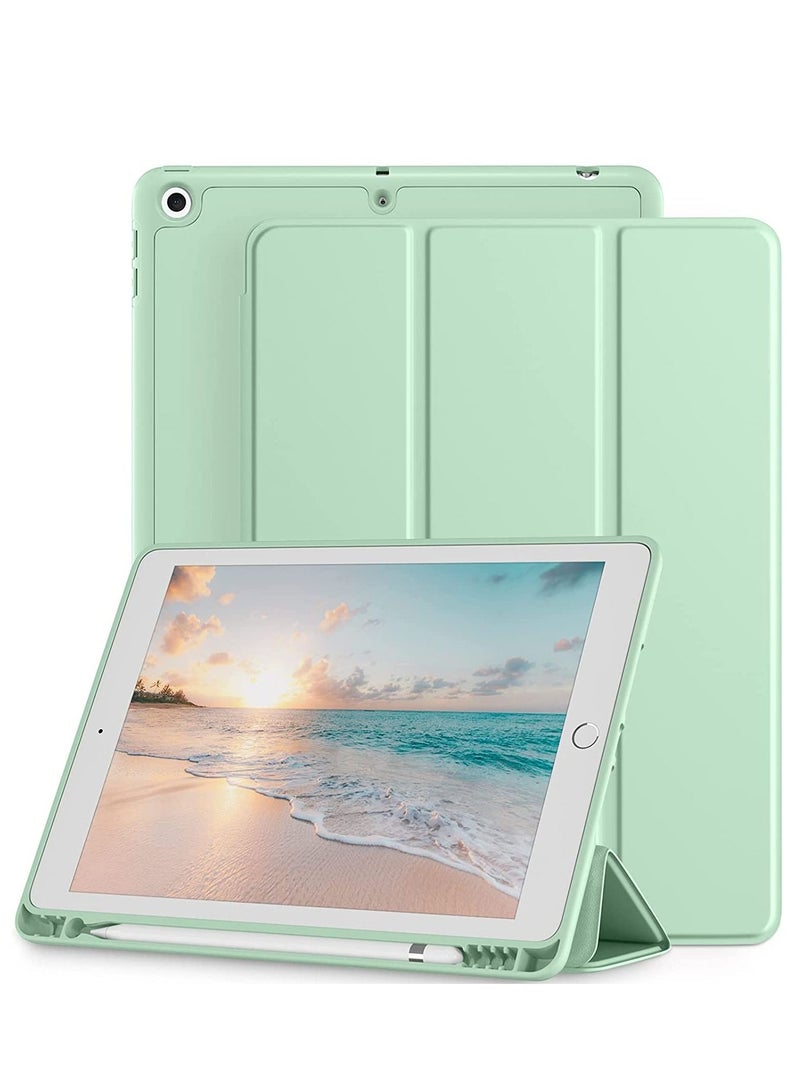 جراب iPad 9th / 8th / 7th Generation 2021/2020/2019 iPad 10.2 Inch مع حامل أقلام رصاص النوم / الاستيقاظ نحيف ناعم الظهر ذكي حامل مغناطيسي غطاء واقٍ أخضر - Image 1