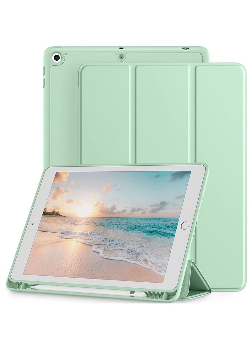 جراب iPad 9th / 8th / 7th Generation 2021/2020/2019 iPad 10.2 Inch مع حامل أقلام رصاص النوم / الاستيقاظ نحيف ناعم الظهر ذكي حامل مغناطيسي غطاء واقٍ أخضر - Image 2