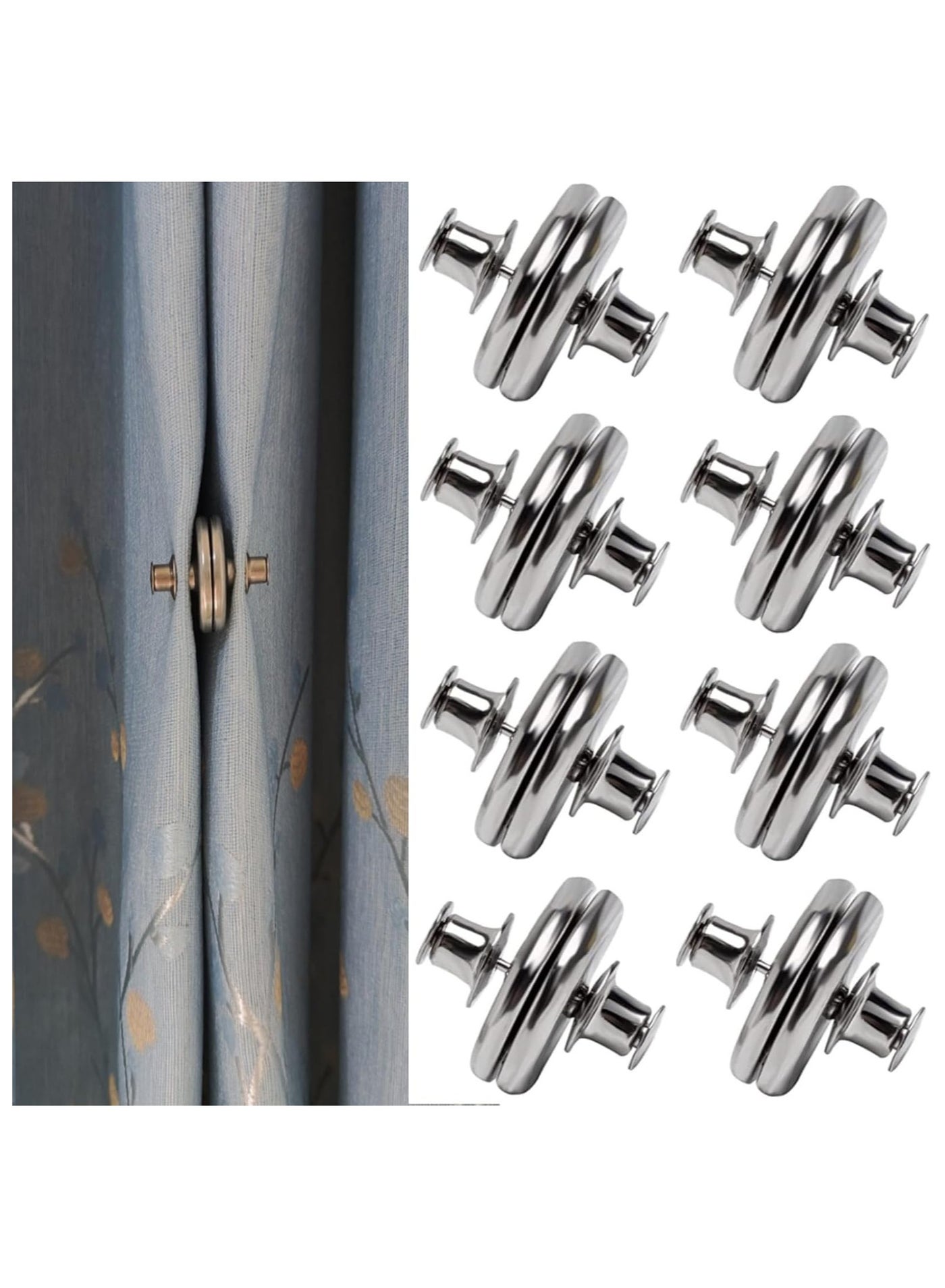 8 Pairs Curtain Magnets Closure, Magnetic Curtain Clips for Indoor Outdoor Curtains Prevent Light Leaking, Strong Curtain Weights Magnets for Pergola Patio Gazebo Cabana
