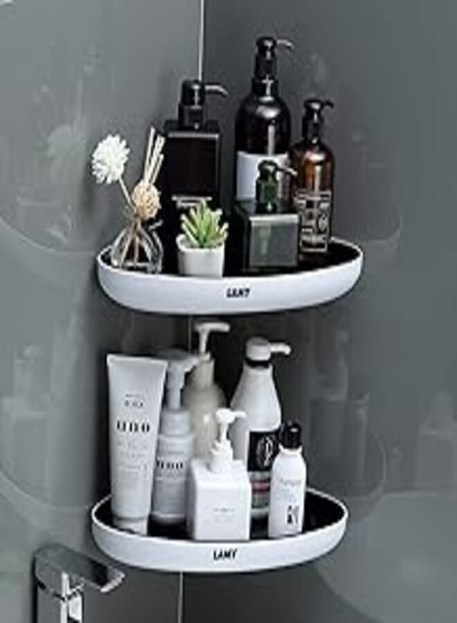 LAMY Corner Shower Caddy, 2 Pack Shower Caddy with Corner Wall Mount, Premium Shower Corner Shelf Perfect for Bathrooms, Kitchens and Dorms