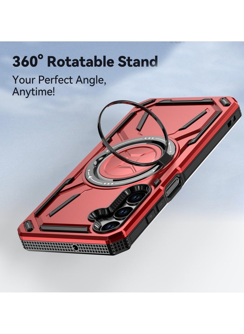 GOLDEN MASK GOLDEN MASK For Samsung Galaxy A14/A14 5G Armored II Series Mag-Safe Magnetic Holder Phone Case (Red) - Image 4