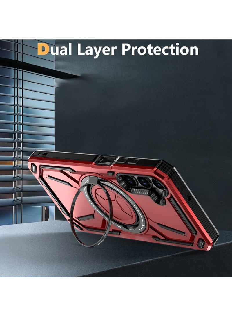 GOLDEN MASK GOLDEN MASK For Samsung Galaxy A14/A14 5G Armored II Series Mag-Safe Magnetic Holder Phone Case (Red) - Image 3