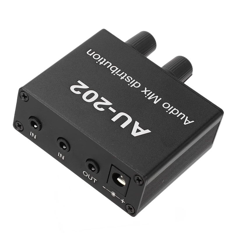 مزج صوتي مكبر صوت ستيريو 3.5 ملم من سبائك الألومنيوم، 2 مدخل و2 مخرج، للتلفزيون والكمبيوتر والهاتف - Image 3