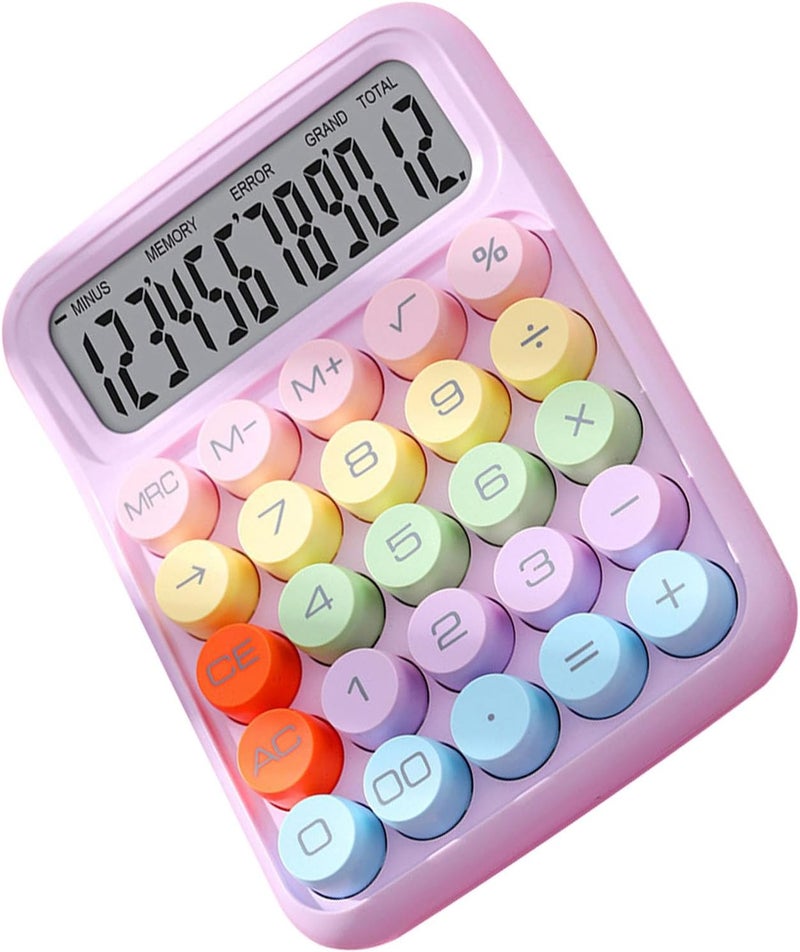 Zerodis Colored Electronic Calculator Basic Big Button Calculator 12 Digit LCD Display for Women Kids Students in School Office Colored Electronic Cute Pink Office School (Purple) - Image 1