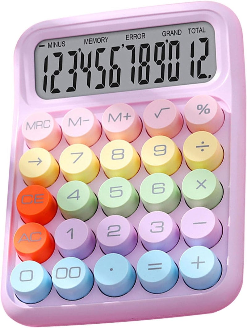 Zerodis Colored Electronic Calculator Basic Big Button Calculator 12 Digit LCD Display for Women Kids Students in School Office Colored Electronic Cute Pink Office School (Purple) - Image 3