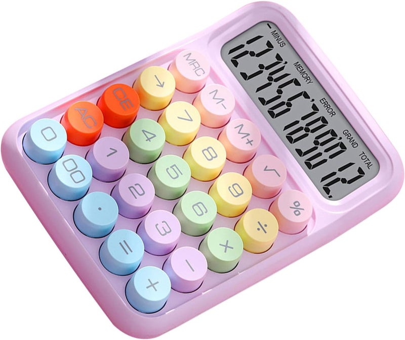 Zerodis Colored Electronic Calculator Basic Big Button Calculator 12 Digit LCD Display for Women Kids Students in School Office Colored Electronic Cute Pink Office School (Purple) - Image 4