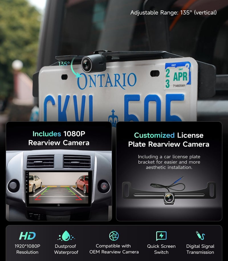 AINAVIGO 5G WiFi Android Car Stereo Radio for Toyota RAV4 2006 2007 2008 2009 2010 2011 with Wireless Carplay Android Auto 9 inch Touch Screen Radio with Bluetooth/GPS FM/SWC 1080P Backup Camera - Image 5