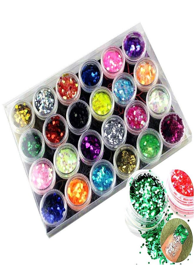 XICHEN 24 Pcs/Colors Glitter Powder Dust Nail Art Tip Decoration - Image 1