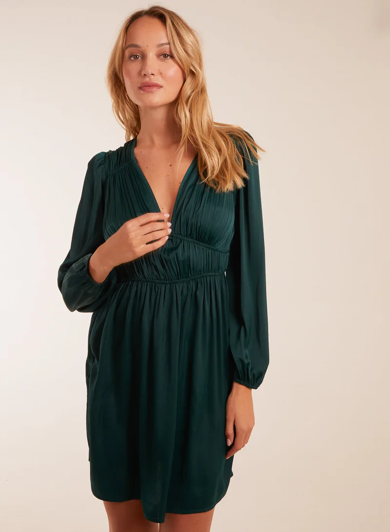 Blue Vanilla Long Sleeve V-Neck Mini Dress