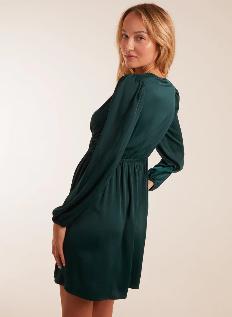 Blue Vanilla Long Sleeve V-Neck Mini Dress