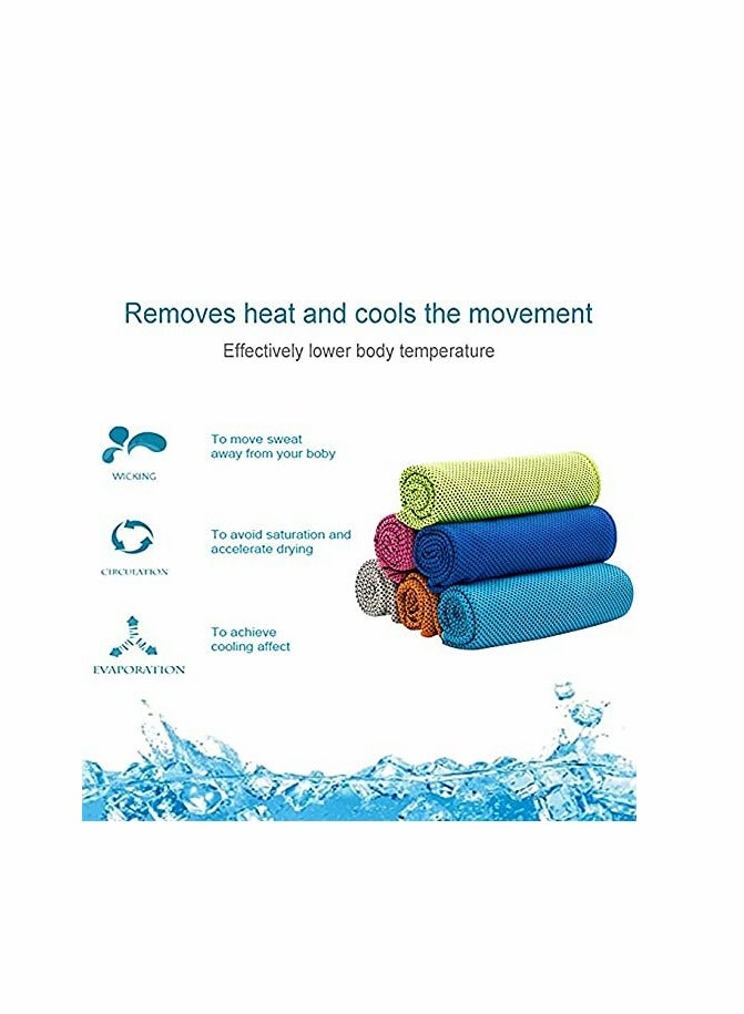 KASTWAVE منشفة تبريد 6 عبوات (35"×12") - مناشف باردة للتمرين تغليف رقبة بارد ممسحات عرق للرياضة، اللياقة البدنية، صالة الألعاب الرياضية، اليوغا، الجري، السفر، التخيم (6 ألوان) - Image 3
