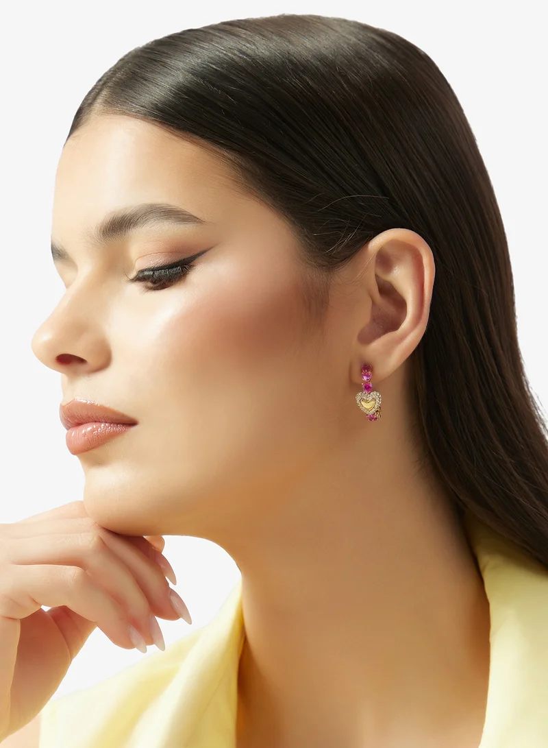 Guess  Pave Heart Hoop Earrings for Women | Best Price UAE