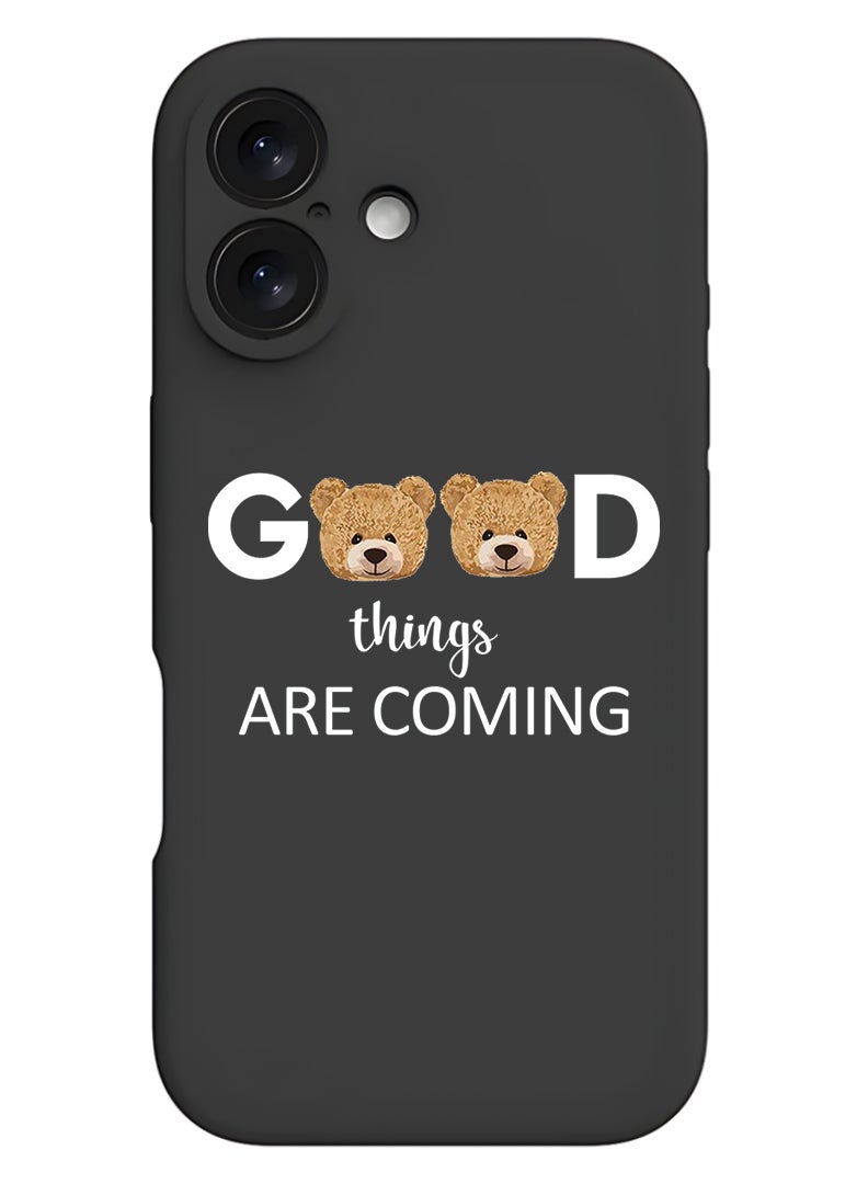 Theodor Protective Slim Fit Case Liquid Silicone Cover with Full Body Protection Anti-Scratch Shockproof Case For Apple iPhone 17 (Black) Good thingsa are coming - White - Image 1