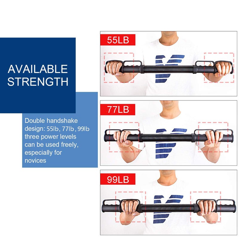 INNOLIFE Power Twister Bar Exerciser Workout Adjustable Chest Expander - 55/77/99lb - Image 2