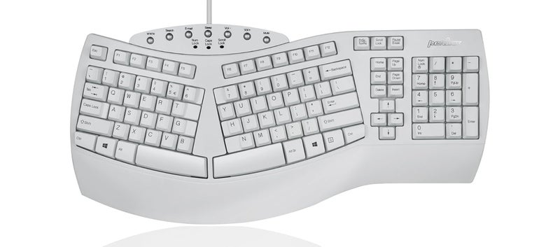 Perixx PERIBOARD-512 US Wired Ergonomic Split Keyboard – 104-Key Full-Size QWERTY Layout, Integrated Palm Rest, 7 Multimedia Hotkeys, Plug-and-Play USB (White) - Image 1