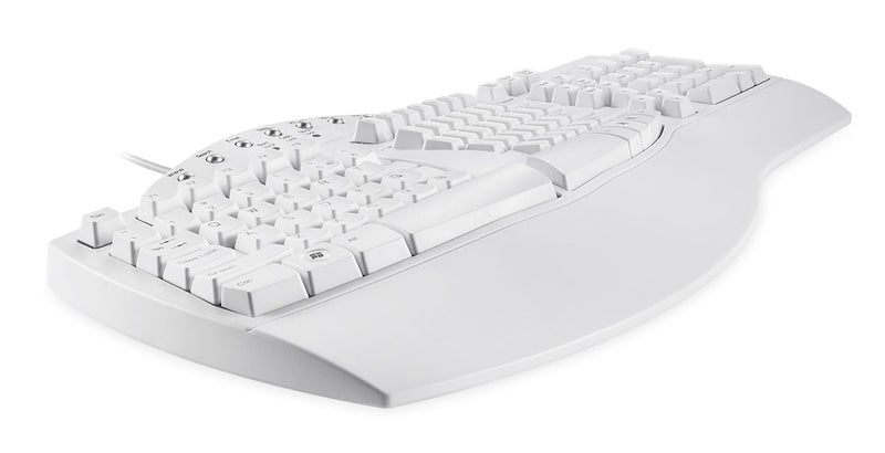 Perixx PERIBOARD-512 US Wired Ergonomic Split Keyboard – 104-Key Full-Size QWERTY Layout, Integrated Palm Rest, 7 Multimedia Hotkeys, Plug-and-Play USB (White) - Image 2