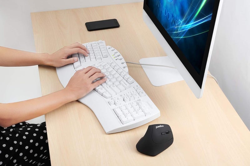 Perixx PERIBOARD-512 US Wired Ergonomic Split Keyboard – 104-Key Full-Size QWERTY Layout, Integrated Palm Rest, 7 Multimedia Hotkeys, Plug-and-Play USB (White) - Image 5