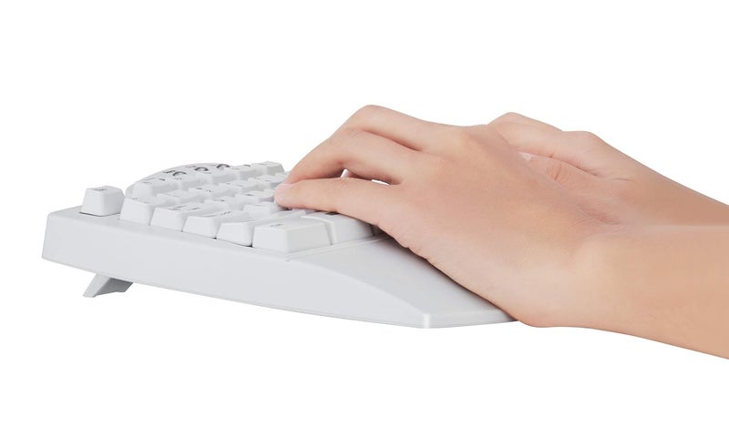 Perixx PERIBOARD-512 US Wired Ergonomic Split Keyboard – 104-Key Full-Size QWERTY Layout, Integrated Palm Rest, 7 Multimedia Hotkeys, Plug-and-Play USB (White) - Image 4