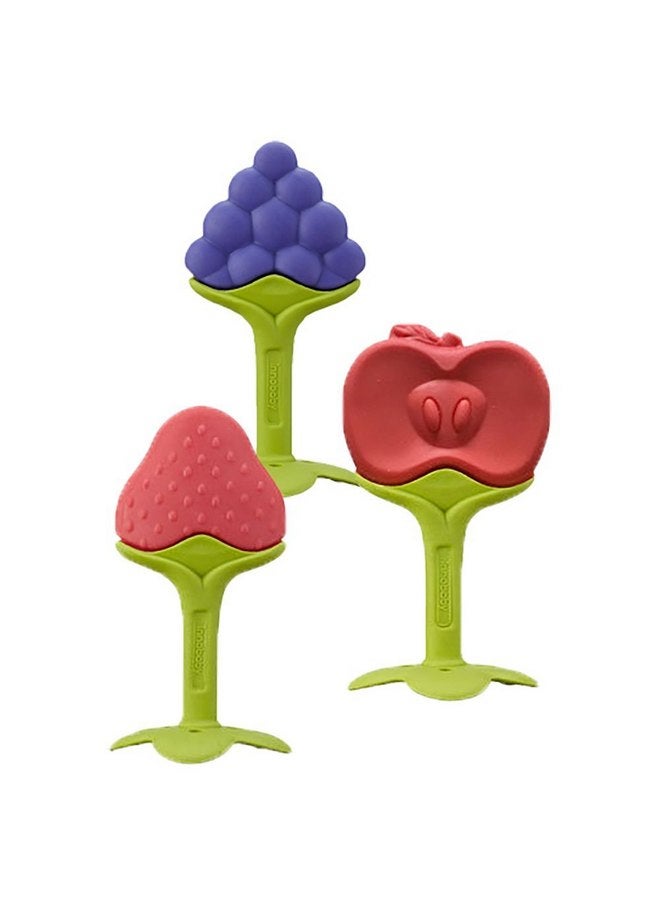 Innobaby Award Winning Original Teethin’ Smart EZ Grip Fruit Teether by Innobaby - Sore Gum Relief for Front Teeth & Molars with BPA Free Teether Sensory Toy for Babies & Toddlers - Apple/Grape/Berry - Image 1