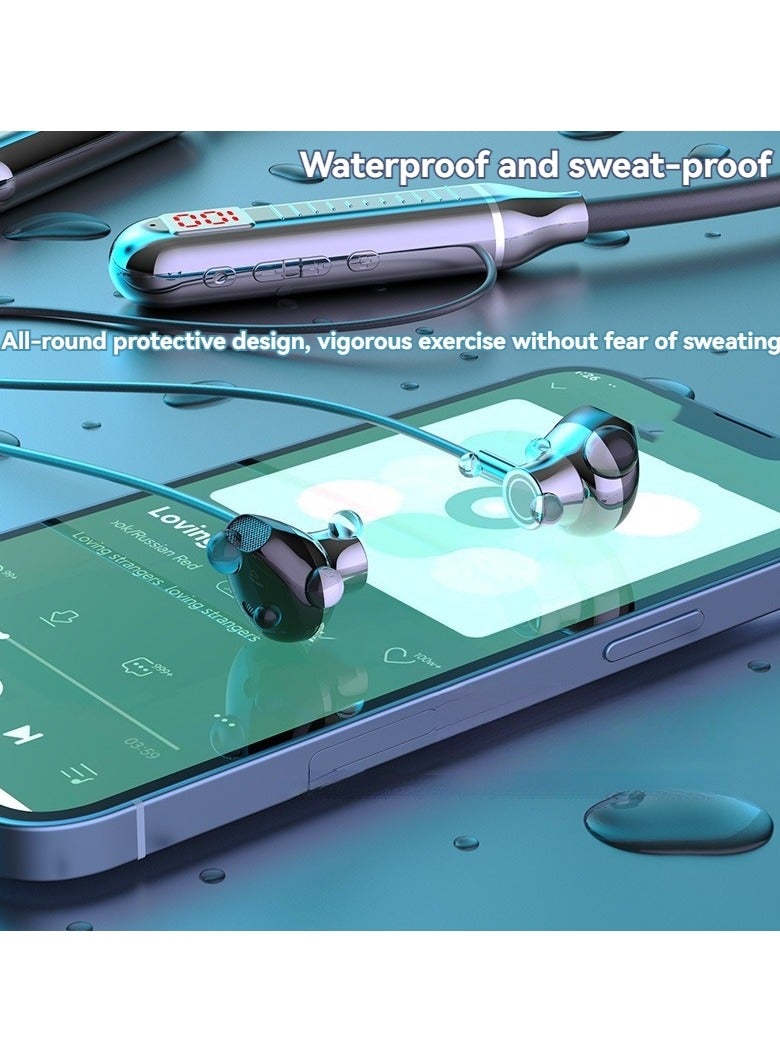 New digital display neck-mounted Bluetooth headset, long battery life, running sports in-ear wireless Bluetooth headset red  - Image 4