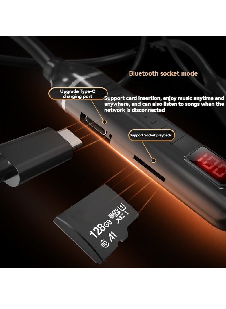 New digital display neck-mounted Bluetooth headset, long battery life, running sports in-ear wireless Bluetooth headset red  - Image 3