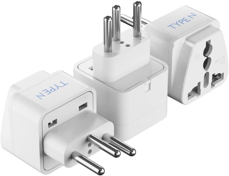 Ceptics Brazil Travel Plug Adapter (Type N) - 3 Pack [Grounded & Universal] (GP-11C-3PK) - Image 1