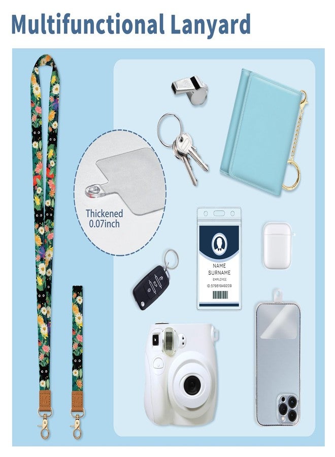 Mavellin Lanyard Wallet with Id Badge Holder, Black Cat RFID Small Keychain Wallet Women Wristlet, Cute Zipper Credit Card Holder Phone Wrist Neck Strap for Key Name Tag, Teacher Student Office Gifts - Image 5