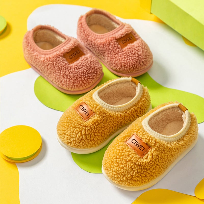 Cotton Slippers Winter Boys' Indoor Home Shoes Bag With Non-Slip Thickened Soft Bottom Plush Women'S Children'S Cotton Shoes - Image 3