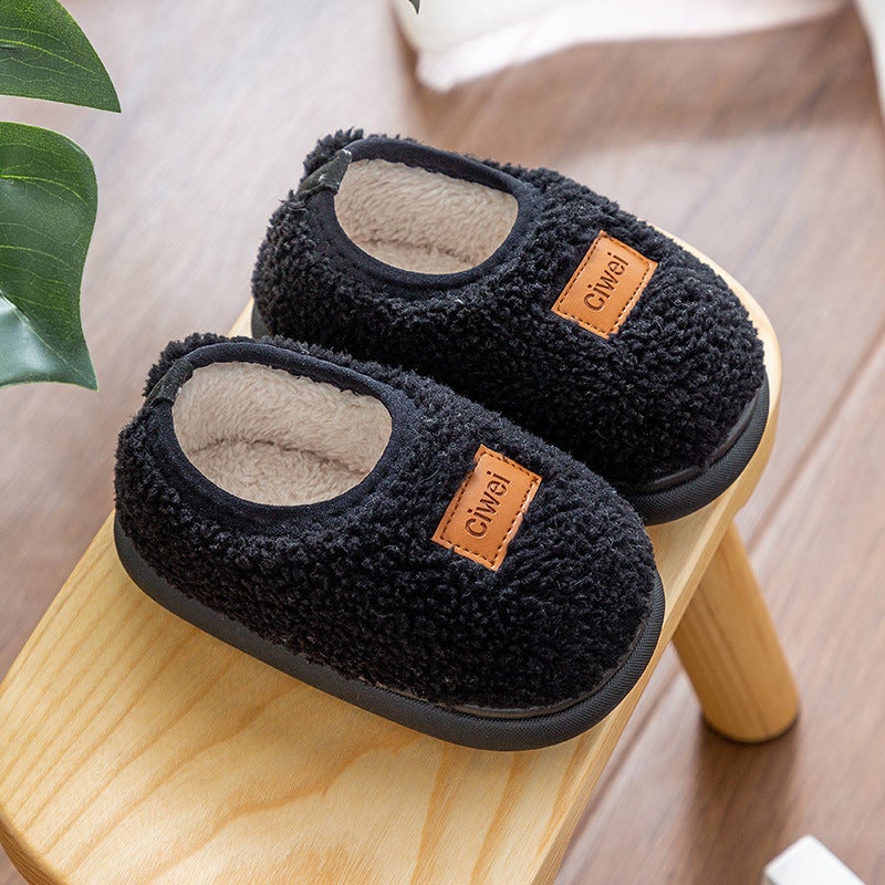 Cotton Slippers Winter Boys' Indoor Home Shoes Bag With Non-Slip Thickened Soft Bottom Plush Women'S Children'S Cotton Shoes - Image 1