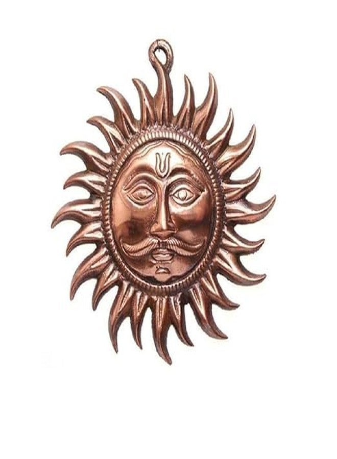LUKAPLUS Feng Shui Copper Sun Surya Face Murti Idol Statue Wall Hangings for Vastu Remedies (18 cm Height) (Copper, Brown) - Image 1