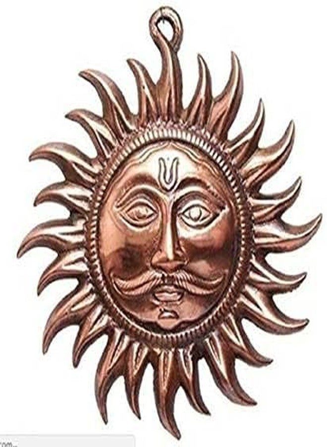 LUKAPLUS Feng Shui Copper Sun Surya Face Murti Idol Statue Wall Hangings for Vastu Remedies (18 cm Height) (Copper, Brown) - Image 2