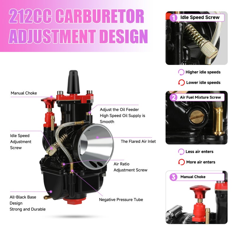 CILOYU PWK 28mm Carburetor Carb Kit Replacement for Predator 212 224 196cc Coleman CT200U-EX CT200U BT200X Mini Bike Baja Warrior MB200 KT196 GX160 6.5hp Engine Powersports Parts - Image 3
