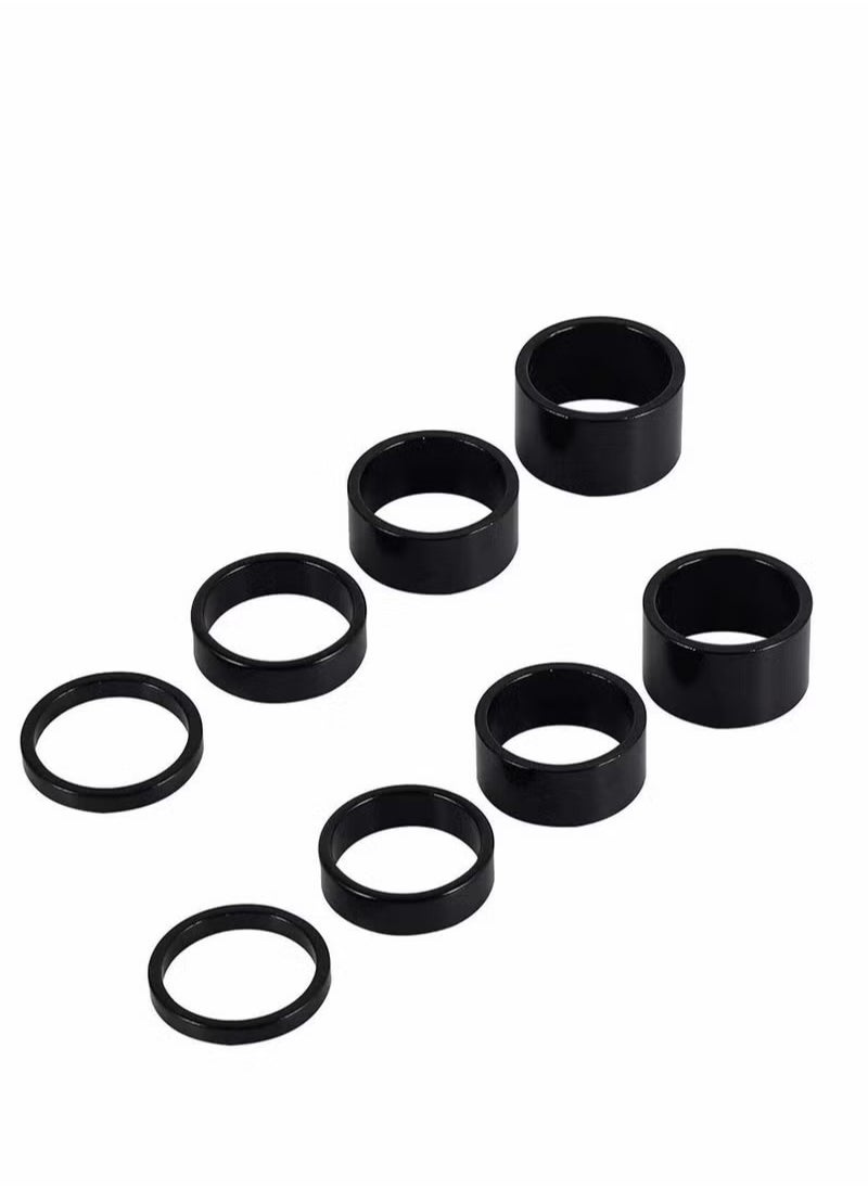 Generic 8 PCS Bicycle Headset Spacer Bike Handlebar Stem Spacers Threadless Aluminum Alloy Set Fit 1 1/8-Inch For MTB BMX Mountain Road Bikes Cycling 2/3/5/10MM (Black)  - Image 1