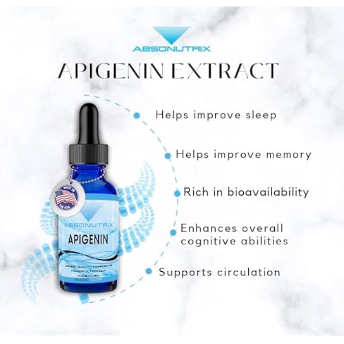 Absonutrix Apigenin 75 mg per Serving, 4 Fl Oz Bottle, 200 Potent Servings, Made in USA, Quick Absorption, Quality Potent Ingredients, Non-GMO, GMP Certified Facility, Cruelty-Free Products - Image 3