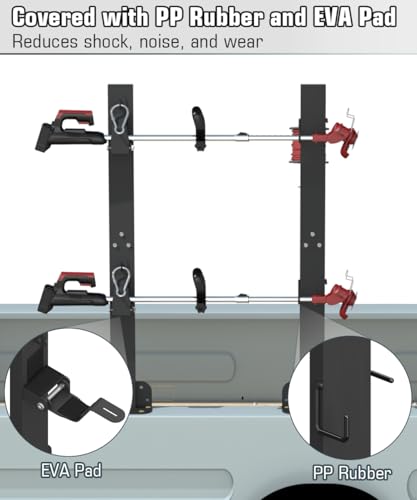 Koutemie 2 Place Weed Eater Rack for Open Trailer, Weedeater Rack with Lockable Hasp Mount on Landscape Trailer Truck, Enclosed Trimmer Rack Carrier with Trim Line Holder for Yard Lawn Tools Equipment - Image 5