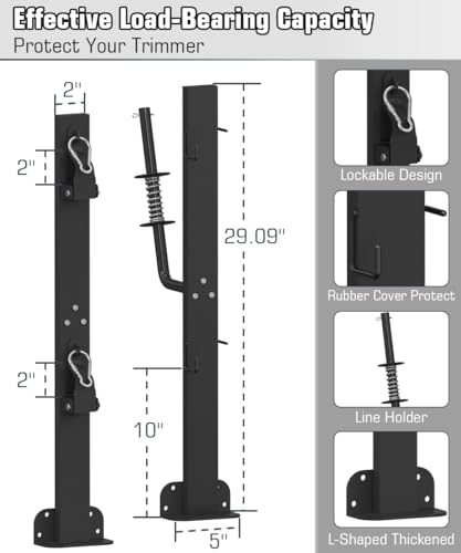 Koutemie 2 Place Weed Eater Rack for Open Trailer, Weedeater Rack with Lockable Hasp Mount on Landscape Trailer Truck, Enclosed Trimmer Rack Carrier with Trim Line Holder for Yard Lawn Tools Equipment - Image 2
