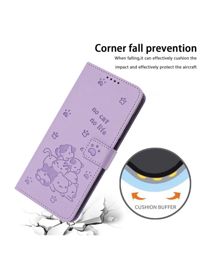 erorex Case For Tecno Spark 10 Pro / K17 4G Embossed Kitten Phone Leather Case with Lanyard - Image 4